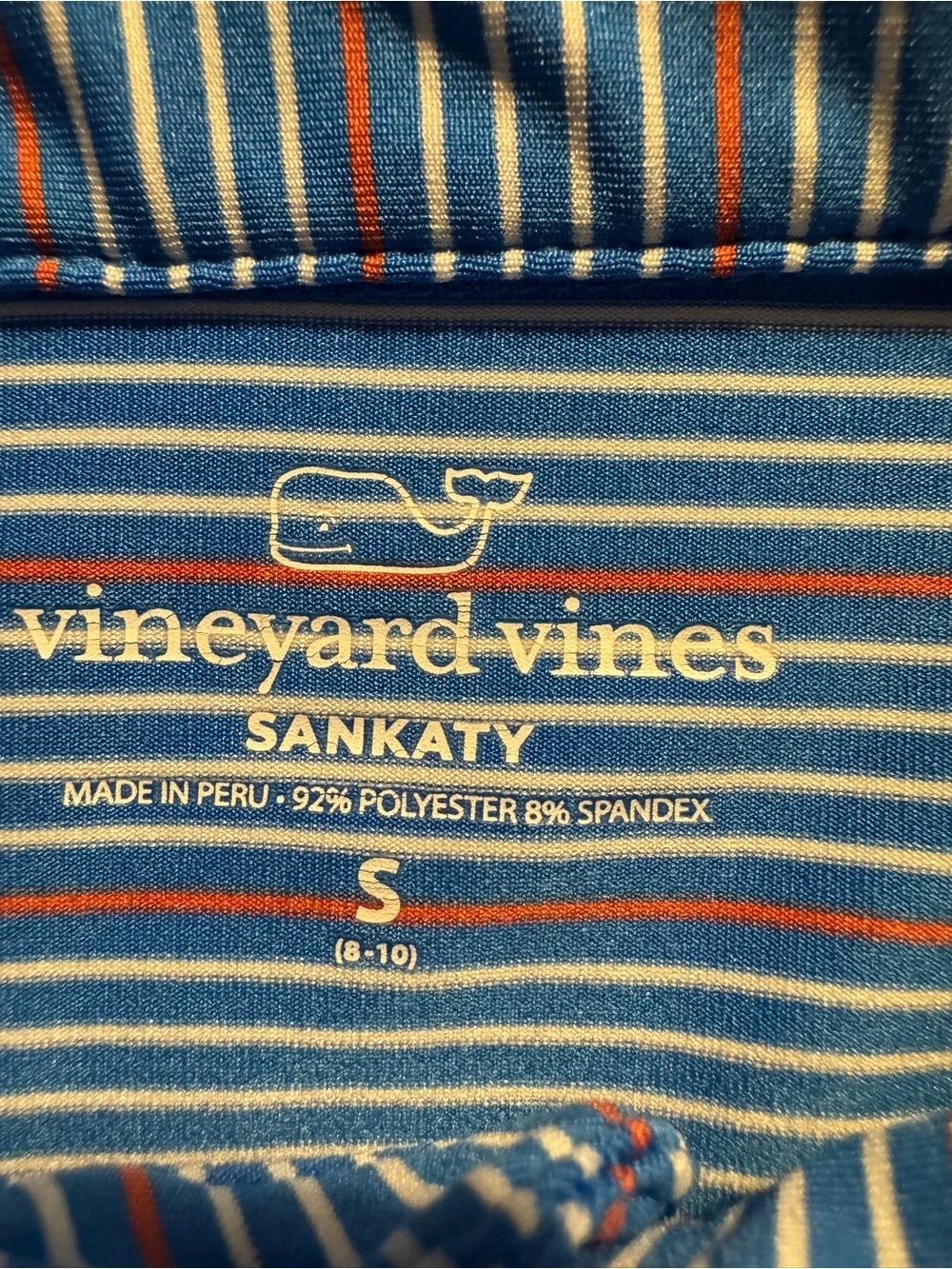 Vineyard Vines Blue Striped Button-Down Polo for Kids, size 8-10